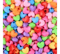 Heart Shape Pony Beads, Acrylic Kandi Beads, Bulk 1000PCS Assorted Plastic Beads for Valentines Beads Bracelets Jewelry Friendship Bracelet Making