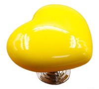 Heart Shape Pottery Cabinet Drawer Knob Elegant Ceramic Handle with Colored Glaze Zinc Alloy Backplate Single-Hole Mount Multiple Colors Red Pink Yellow White Two Size Options(yellow-L)