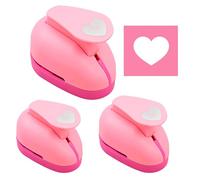 Heart Shape Punch - ABS Alloy Cutter 3 Piece, Manual Paper Tool, Pink Embossing Gadget | Crafting Present For School Projects Photo Albums Journals Greeting Cards Manual DIY Activities Kids Adults