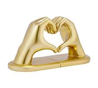 Heart Shape Resin Sculpture - Decorative Gold Bookends, Finger Art Ornament, First-Class Resilience | Heavy Stylish Book Stopper for Office, Library, T