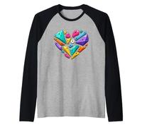 Heart Shape Rock Climbing and Bouldering Wall Raglan Baseball Tee