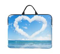 Heart Shape Romantic Beach 14 Inch Printed Laptop Sleeve, 600d Oxford-Cloth Shockproof Laptop Case With Thickened Pearl Cotton,Waterproof Portable Laptop Handbag Cover