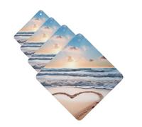 Heart Shape Romantic Beach Car Air Freshener Cards Set of 4 Pieces Long Lasting Hanging Scented Cards for Bedroom Wardrobe Car Aromatherapy Tablets for Men Women Rearview Mirror Pendant