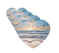 Heart Shape Romantic Beach Car Air Freshener Cards Set of 4 Pieces Long Lasting Hanging Scented Cards for Bedroom Wardrobe Car Aromatherapy Tablets for Men Women Rearview Mirror Pendant