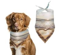 Heart Shape Romantic Beach Dog Bandana Triangle Dog Scarf Washable Polyester Dog Bibs Cute Pet Bandana for Medium Large Dogs Puppy and Cats