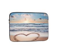 Heart Shape Romantic Beach Laptop Sleeve for Women Men, 17 Inch Waterproof Laptop Bag Lightweight Notebook Computer Cover Bag