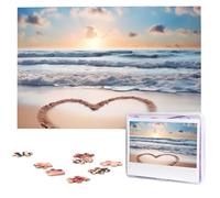 Heart Shape Romantic Beach Puzzles for Adults 1000 Pieces, Wooden Puzzle Personalized Jigsaw Puzzles from Photos, Challenging Puzzle Art Painting Home Decor Birthday Party Gift (29.5" x 19.7")