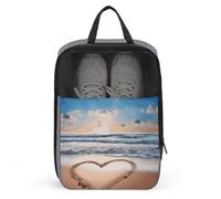 Heart Shape Romantic Beach Shoe Bag Travel Shoe Organizer Water-Resistant Shoe Pouch with Zipper Sneaker Dust Bag, gray, One Size, Modern