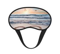 Heart Shape Romantic Beach Sleep Mask for Women Men Eye Mask for Sleeping Light Blocking Sleeping Mask with Elastic Strap Blindfold for Flight Nap Soft Breathable Travel Eye Cover for Side Sleeper