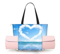 Heart Shape Romantic Beach Women'S Yoga Mat Bag With All-Over Print,Lightweight Polyester Shoulder Gym Bag,Front Open Pocket For Yoga Mat, Towel