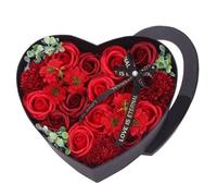 Heart Shape Rose Gift Box Artificial Eternal Bouquet Xmas Birthday Valentine Wedding Gifts Soap Flower For Birthdays,Anniversaries(Red)