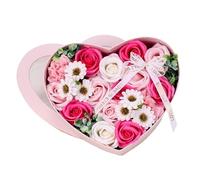Heart Shape Rose Gift Box Artificial Eternal Bouquet Xmas Birthday Valentine Wedding Gifts Soap Flower For Birthdays,Anniversaries(Pink)