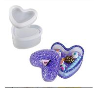 Heart Shape Silicone Resin Mold with Lid, Jewelry Box Storage Container Mold for DIY Epoxy Crafts