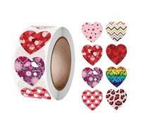 Heart Shape Stickers For Valentine's Day - 500 Pcs Decorative Label Roll Decorative Stickers Roll | Craft Card Envelope For Wedding, Birthday,