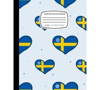 Heart shape swedish flag pattern: Veteran Composition Notebook/ Journal Wide Ruled, Patriotic gift for Men Women Teens and Veteran