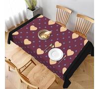 Heart Shape Tablecloth Square 100x100 cm - 3D Printed Dots Pattern Table Cover and Table Cloth - Wipe Clean Waterproof Polyester Fabric for Garden, Kitchen, Party, Picnic 5941v