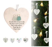 Heart-Shaped 2D Friendship Decor with Sea glass pattern, Christmas Decorations, Christmas Tree Hanging Ornaments, Keepsake Gift for Women, Timeless Art Love Hearts Shaped Glasses for Best Friend (A)