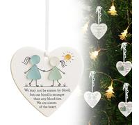 Heart-Shaped 2D Friendship Decor with Sea Glass Pattern, Christmas Decorations, Christmas Tree Hanging Ornaments, Keepsake Gift for Women, Timeless Art Love Hearts Shaped Glasses for Best Friend(C)