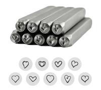 Heart-Shaped 3MM Steel Stamps 9-Piece Set for Jewelry Crafting & Leather Projects (120 Chars) Crafting Tool