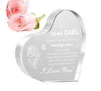 Heart Shaped Acrylic Block, Acrylic Heart Block, Heart Shaped Acrylic Sign for Girlfriend | Warm Letters Valentine's Day Love Decoration for Couples Acrylic Heart Blocks for Wedding Decorations Heart