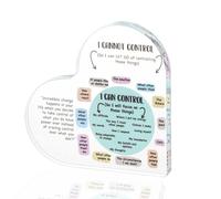 Heart-Shaped Acrylic Desk Decor with "Things I Can & Can't Control" Reminder,for Therapy Office,Counselor,Classroom,Thoughtful Gift for Mother,Son,Sister,Retirement,Mental Health Awareness Gifts