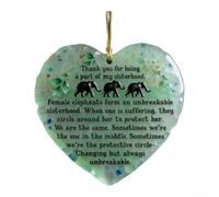Heart Shaped Acrylic Elephant Ornament Green 7.3cm Christmas