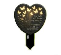 Heart Shaped Acrylic Garden Stake with Butterfly Embellishment and Pre Engraved Poem Your Light Still Shines for Lasting