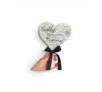Heart-Shaped Acrylic Paddle Sign, 'Daddy Here Comes Mummy', Swirl Finish, with Ribbon Bow, Wedding Ceremony Prop