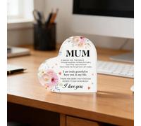 Heart Shaped Acrylic Plaque for Mom, MomGifts from Daughter Stocking Stuffers, Best Mom Ever Present,Thank You MomGift, I Love You MomHeart Shaped Acrylic Block for Moms