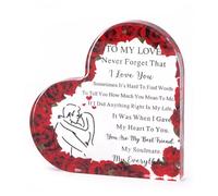 Heart Shaped Acrylic Plaque with Red Rose Design, A Gift for Girlfriend, A Romantic Commemorative Gift for Her, A I Love You Gift That Can Be Placed Anywhere in Your Home