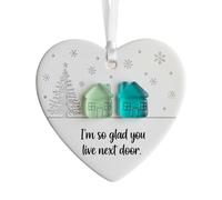 Heart-Shaped Acrylic Sea Glass Ornament, Thank You Neighbor Gift - Ceramic & Resin Christmas, Housewarming Keepsake for Community Friendship (B#)