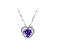 heart-shaped amethyst necklace for women 925 purple gemstone pendant clavicle chain heart of the sea