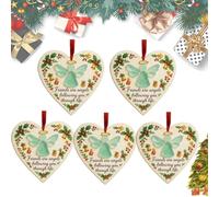 Heart-Shaped Angel Friendship Ornament, Heart-Shaped Sea Glass Friendship Decor, 2D Acrylic Handmade Sea Glass Art Christmas Decoration, Christmas Tree Hanging Ornaments, For Close Friends (5PC)