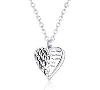 Heart-shaped Angel Wing Pendant Urn Necklaces for Ashes- Keepsake Cremation Jewellery for Ashes Memorial Gift for Men，Women and Pet.