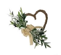 Heart-Shaped Artificial Olive Wreath 40cm | Silk Grapevine Wall Decor for Spring Summer | Fake Plant Door Hanging for Front Entryway Porch Wedding Home(40 CM / 16 inch heart wreath)