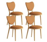 Heart-Shaped Back Dining Chairs Set of 4 Wooden Simple Design with Leather Cushions Perfect for Living Room Dining Room Bedroom and Bar - Stylish Comfort