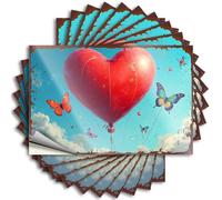 Heart-Shaped Balloon Soaring with Colorful Butterflies Home Decor Men Personalized - Saying Case Waterproof Decal(6X9CM)