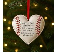 Heart-Shaped Baseball Ornament, Life is like baseball- full of swings and misses, but love is always a home run, Sports Ornaments Hanging Decor for Christmas Tree, Gifts for Lovers (A)