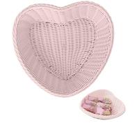 Heart Shaped Basket, Romantic & Adorable Heart Basket, 9.5x8x2" Woven Baskets for Storage, Plastic Storage Basket for Toy, Makeup, Skin Care,Heart Basket