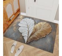 Heart-shaped Bicolor Leaves Rugs Romantic 3D Rug Non-slip Floor Mat Carpet Low Pile Non-shedding Washable for Living Room Bedroom Office Kitchen Entrance 120x180cm 6y101