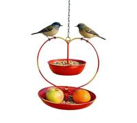 Heart Shaped Bird Feeder - Double Layer Hanging Iron Bath Outdoor Garden Platforms | Retro Balcony Decoration, Parrot Sparrow Wildlife Accessory For Food