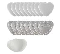 Heart-Shaped Blank Badge Button Parts 100PCS, DIY Badges Set Metal Button Maker Top + Pin Back + PVC Clear Films Compatible