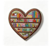 Heart Shaped Bookshelf Bookish Patch Hook and Loop Funny Tactical Morale Embroidered Badge 3 * 3 Inch Literary Decor for Clothes Backpack Vest Hats Jeans Bags Molle Helmets Gift for Book Lovers