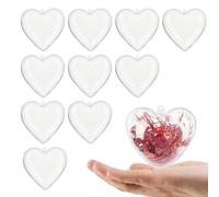 Heart Shaped Boxes - Transparent ABS Material, Set of Ten, Variety of Small Sizes, Fillable Container | Candy Trinket Organizer Keepsake Party Wedding Birthday Sa