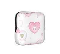 Heart-Shaped Bubbles Period Proof Storage Bag-Feminine Hygiene Travel Case for Sanitary Pads, Discreet Mensural Pouch for Purse Office