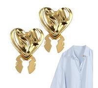 Heart Shaped Button Cases for Women - 2 Piece Decorative Jewelry Brooch for Shirts and Blouses, No-Sew Instant Accessory for Dress, and Suits, Romantic Style Wardrobe Upgrade, se beskrivning, Metal