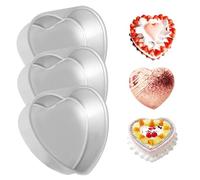 Heart Shaped Cake Pan 3Pcs 6in Food Grade Heart Cake Pan DIY Aluminum Alloy Cake Tin Easy Demolding Leakproof Anodized Heart Molds for Baking, Heart Shaped Cake Tin