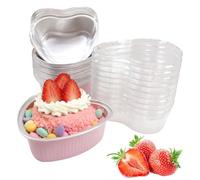 Heart Shaped Cake Tin Mini Loaf Cases Pink Cupcake Tins with Lids Foil Mould Small Pan Baking Moulds Form for Air Fryer Box Cheesecake Pots Cups Muffin Containers Trays Cup Boxes(20 Pack)