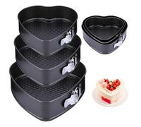Heart Shaped Cake Tin Set, 3 PCS Love Heart Cake Tins Non Stick Baking Pan Tray Cakes Mold Cheesecake Tins with Round Buckle Removable Bottom for Kitchen Home Restaurant Baking, Sizes 20/22/24cm