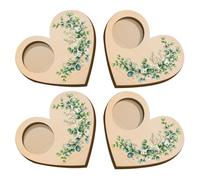 Heart Shaped Candle Holder Rustic Farmhouse Style with Leaf Pattern | Natural Wood Grain Texture, Integrated Tea Light Holder, Stable Upright Design, for Weddings and Bedroom Decor